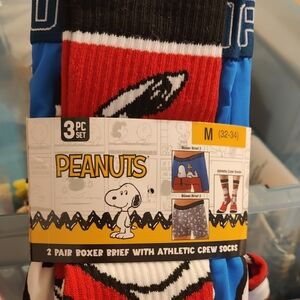 Peanuts Boxer Briefs and Socks Set - Red, Blue, Black